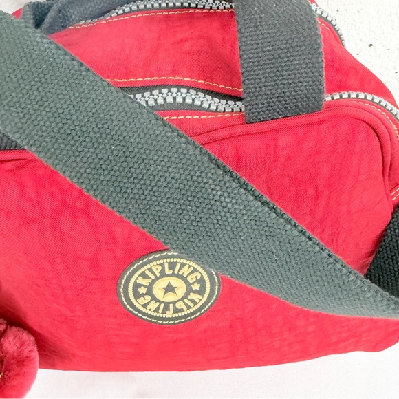 Kipling Red Crossbody Bowler Satchel Bag Purse - Picture 4 of 15